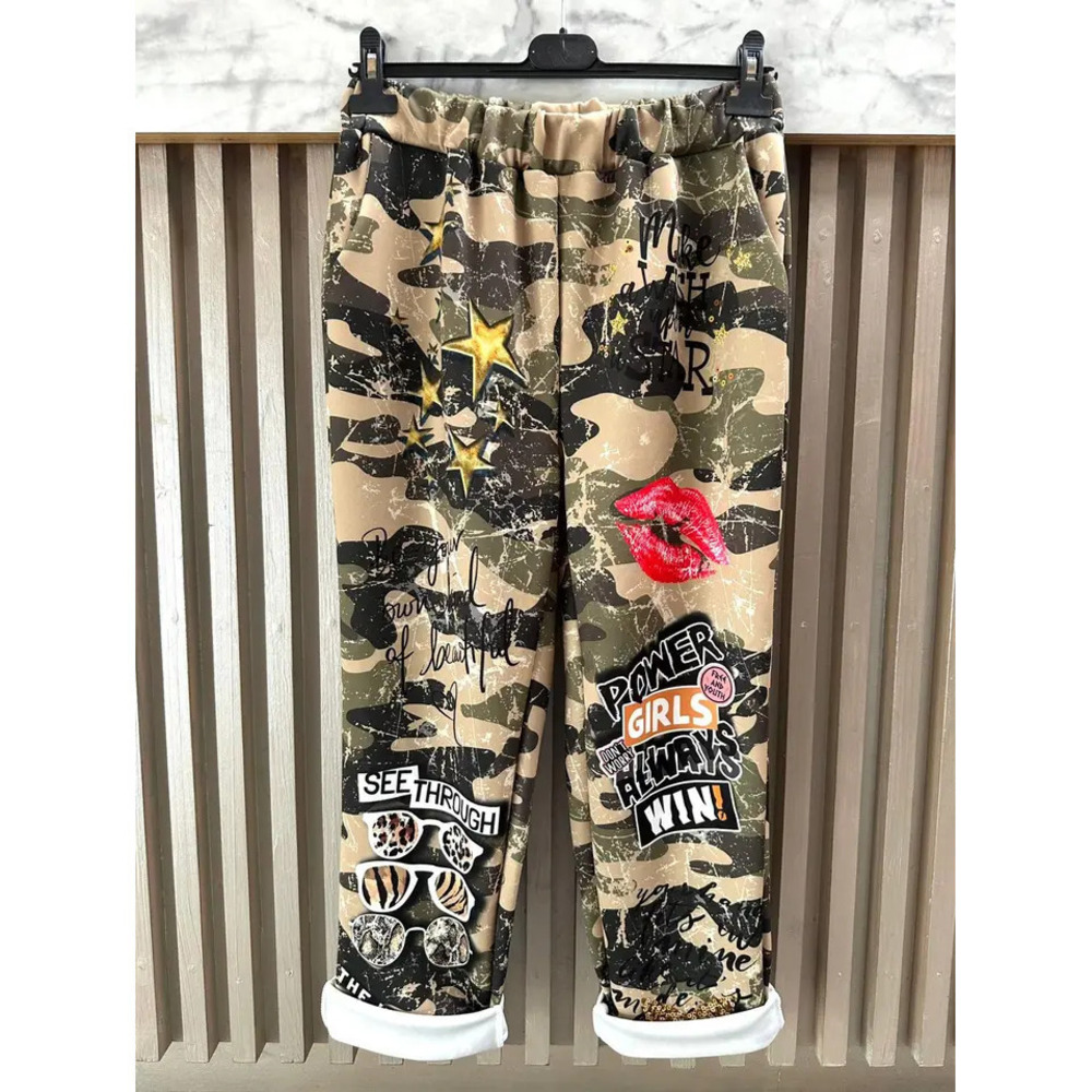 L526 Loowie Camo Power Girls Graphic Printed Jogger Sweatpants One Size